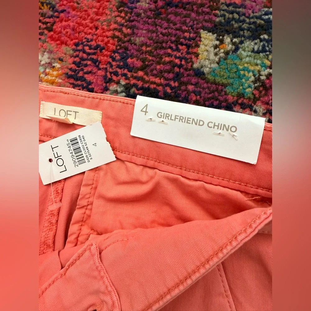 NWT LOFT Coral Pink Straight-Leg Pants - Picture 2 of 2